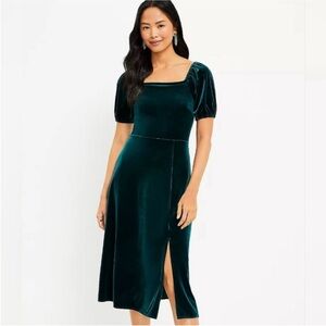 LOFT Teal Velvet Skirt